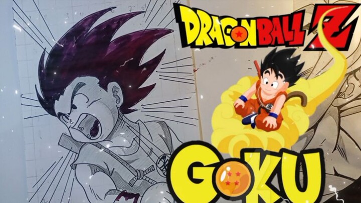 menggambar son goku dari anime dragonball