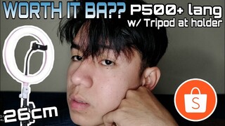 Unboxing & Reviews of 26cm Ring light + Tripod & phone holder, bought in shopee | Bilis madeliver!