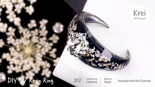 【UV レジン高難易度の製作】DIY指輪を作りました。High Difficulty UV Resin - DIY Rings with Dried Flower.