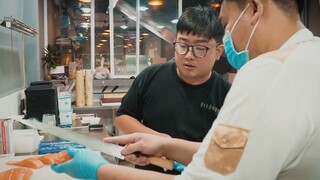 HỌC CẮT SASHIMI CÁ HỒI GIỐNG Ở NHÀ HÀNG NHẬT _