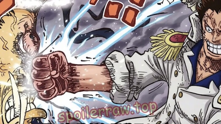 海贼王1165话全图，残响～聚焦神之谷大战终局，罗杰与卡普为终结恶魔化的洛克斯，放下敌对联手作战，两人初攻无效！！！