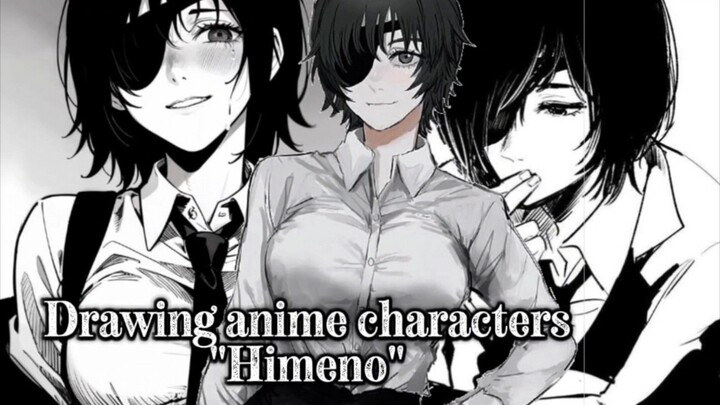 Menggambar karakter anime "Himeno" dari anime chainsaw man