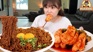 시부모님이 직접 재배하신 총각무로 총각김치 만들기🤗 짜파게티와 먹방 | Jjapaghetti & Kimchi Mukbang