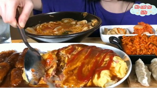 Cơm Omurice Nhật, sủi cảo, bánh gạo, bánh canh bột mì kimchi 2 #amthuc