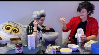 Blind baking with Kuroo and Bokuto (Haikyuu cosplay)