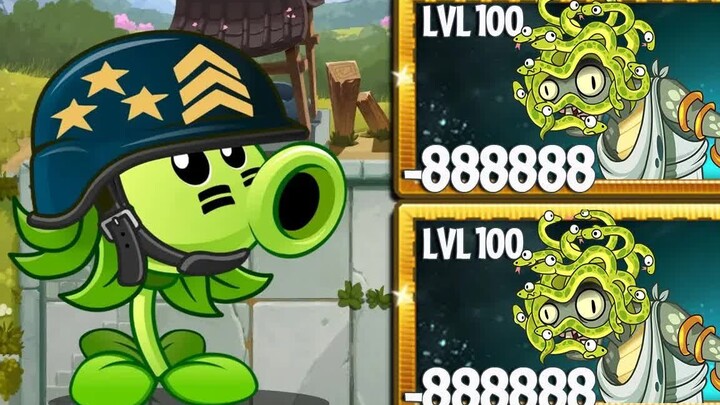 PvZ 2 搞笑 - 超级疯狂的美杜莎僵尸 等级 100 最大速度 对抗 所有植物 等级 100