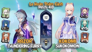 C6 Razor Thundering Furry & C0 Kokomi Sukokomon | La Hoàn Thâm Cảnh Tầng 12 | Genshin Impact 4.0