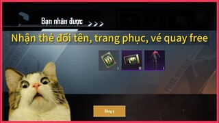 CÁCH NHẬN THẺ ĐỔI TÊN, TRANG PHỤC VĨNH VIỄN & VÉ QUAY HÒM ĐỒ FREE TỪ SỰ KIỆN || PUBG MOBILE