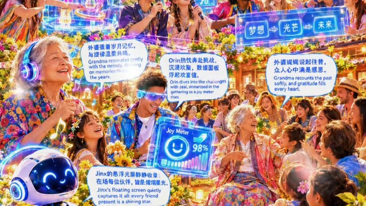 🎮 趣光共悦Joy in Playful Light✨ 全息套圈、声纹猜歌、文字接龙依次展开，满院松弛欢愉。Holographic ring‑toss, song guessing, and wor