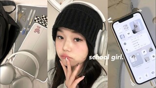 PINTEREST SCHOOL GIRL📓🖇10-min soft daily makeup | what's in my backpack | aesthetic iPhone tour