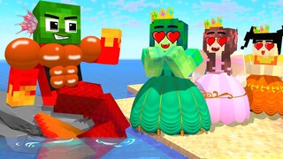 Monster School : Zombie x Squid Game MERMAID PRINCESS LOVE STORY - Minecraft Animation