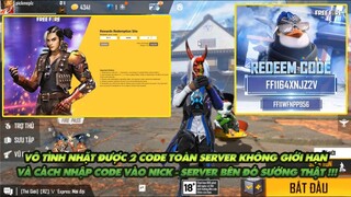 FREE FIRE | VÔ TÌNH KIẾM ĐƯỢC 2 CODE TOÀN SERVER KHÔNG GIỚI HẠN CỰC NGON !!! SERVER BÊN ĐÓ XỊN THẬT