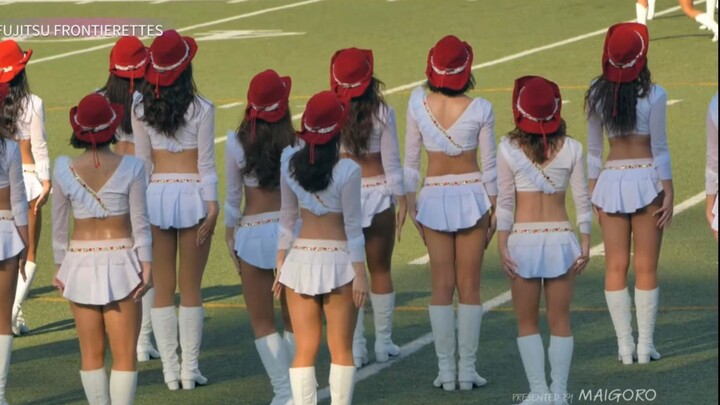 Japanese University Girls: Fujitsu Cheerleading Squad / American Football — White Skirt & Little Red