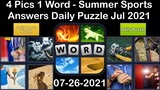 4 Pics 1 Word - Summer Sports - 26 July 2021 - Answer Daily Puzzle + Daily Bonus Puzzle