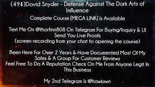 (49$)David Snyder Course Defense Against The Dark Arts of Influence download