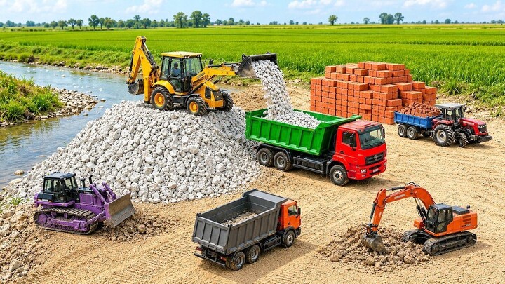 VOLVO Petrol Tanker JCB 5CX Super TATA Tipper Pulling Mahindra Eicher Tractor JCB 3DX