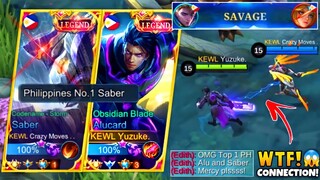 Yuzuke Meets Top 1 Philippines Saber in Rank Game | Top 1 Global Alucard & Saber Insane Connection!🔥