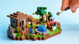 Making Minecraft Bee Farm Village Miniature - ASMR