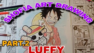 menggambar karakter anime one piece LUFFY part.2