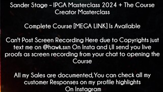 Sander Stage Course IPGA Masterclass 2024 + The Course Creator Masterclass download