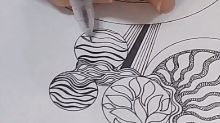 Zentangle - Duo circle pattern 双圆形禅绕图 #zentangle #learntodraw #creativehealing #禅绕画 #疗愈绘画 #初学禅绕图 #手绘