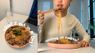 What I Eat in a Day speaking in KOREAN *I tried...*