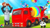 Funny Animals Magic Rainbow Concrete Mixer Color Balls Toys for Animals | 3D Animals Comedy Videos