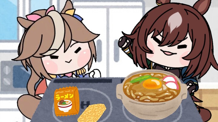 [ Uma Musume: Pretty Derby Raccoon Animation] Teibo wants to eat instant noodles at midnight