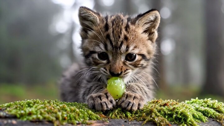 Wild animals eating fruit