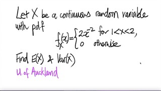 U of Auckland: proc & stat Let X be a continuous random variable with p.d.f