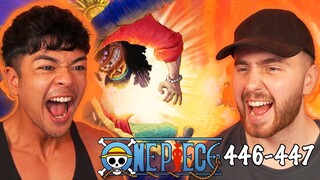 LUFFY VS BLACKBEARD!!! - One Piece Episode 446 & 447 REACTION + REVIEW!