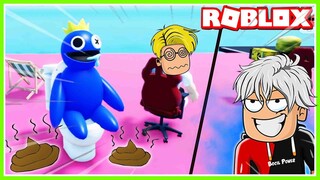 JADI BLUE RAINBOW FRIEND DISURUH BALAPAN MALAH EEK DI KURSI TOILET !!! ROBLOX MIKOCIL