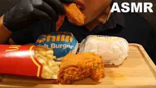 ASMR EATING MCDONALD'S HONEY MUSTARD BEEF BURGER | SWEET CHILI FISH BURGER | SPICY FRIED CHICKEN