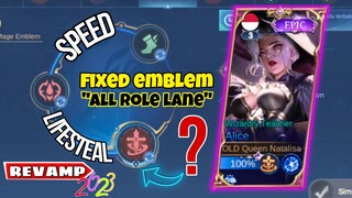 fixed new emblem alice mobile legends after revamp 2023 for all lanes
