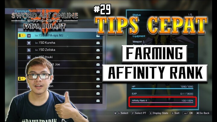 Sword Art Online: Fatal Bullet Indonesia Gameplay #29 - Cara Cepat Naikin Affinity Rank