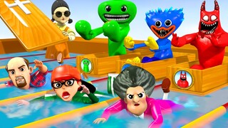 Squid Game (오징어 게임) - Scary Teacher 3D Miss T vs 6 Neighbor Who Faster Swimming 100M Challenge Game