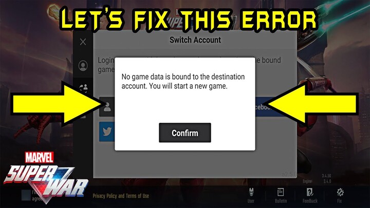 HOW TO FIX NO GAME DATA IS BOUND TO THE DESTINATION ACCOUNT - MARVEL Super War