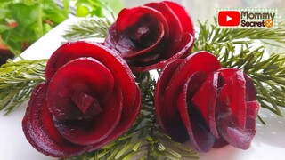 กุหลาบวาเลนไทน์จากบีทรูท How to make beetroot rose. Carvings designer.