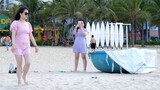 Vietnam Beach Scenes - Danang Promenade & Beach Walk - Beautiful Beach, White Sands and Blue Sea