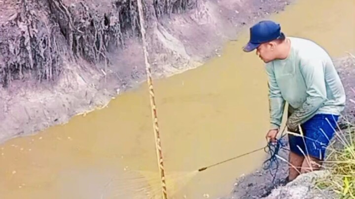 jala ikan di rawa yang sudah kering