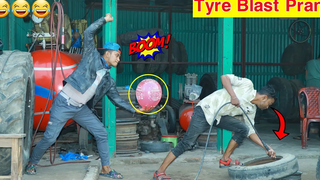 Tyre Blast PRANK ในปี 2022 เล่นตลกยางระเบิดกับ Popping Balloons ปฏิกิริยาบ้า By - ComicaL TV