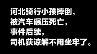河北骑行小孩摔倒被汽车碾压死亡事件后续，司机获谅解小车司机不用坐牢了，对小车司机酌定不起诉，在这件事情中道路未开通，小车司机是从小路进去的。
