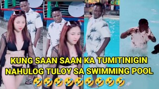 KUNG SAAN SAAN KA TUMITINGIN NAHULOG KA TULOY SA SWIMMING POOL , PINOY MEMES, FUNNY VIDEOS