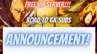 FREE VIP SERVER + ANNOUNEMENT | One Punch Man: Destiny