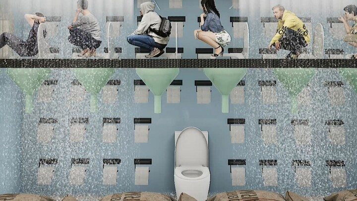 If 100 people are using the restroom, one toilet is enough.