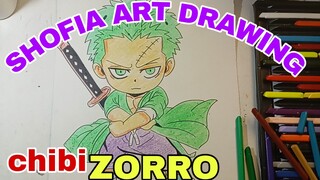 menggambar chibi Roronoa Zorro
