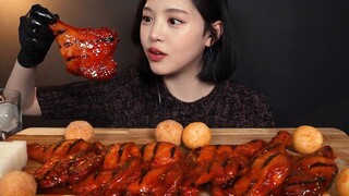 SUB โฆษณา Pelicana Rospin ไก่ปรุงรสรสเผ็ดร้อน Mukbang🍗 Real Sound Chicken Cheeseball Mukbang ASMR