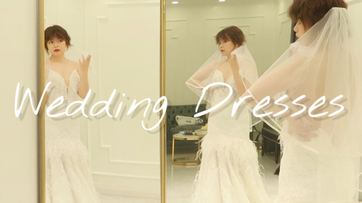 155cm, 55kg | Plus-Size Girl Tries on Wedding Dresses | Mom Says: The moment a girl puts on her wedd