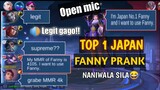 TOP 1 JAPAN FANNY PRANK | 4K MMR NANIWALA SILA 😂 | OPEN MIC | MLBB