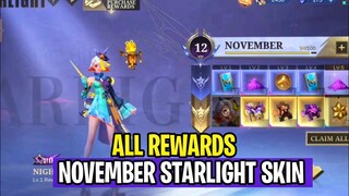 NOVEMBER STARLIGHT SKIN ALL REWARDS || MELISSA NIGHTWALKER SKIN || MOBILE LEGENDS NEW SKIN